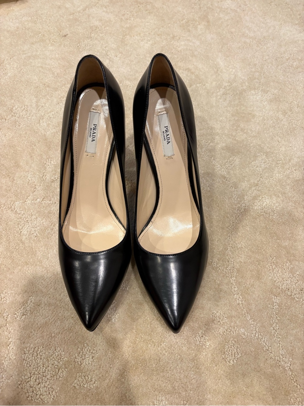 Prada Black Pointed Leather Pumps